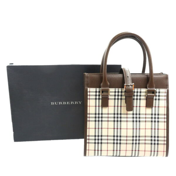 6b0203ebb5 d3 Burberry Nova Check Handbag Leather Beige Brown