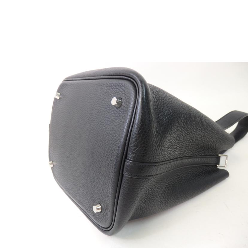 Hermes Picotan Lock MM Tote Bag Taurillon Clemence Black - Image 9