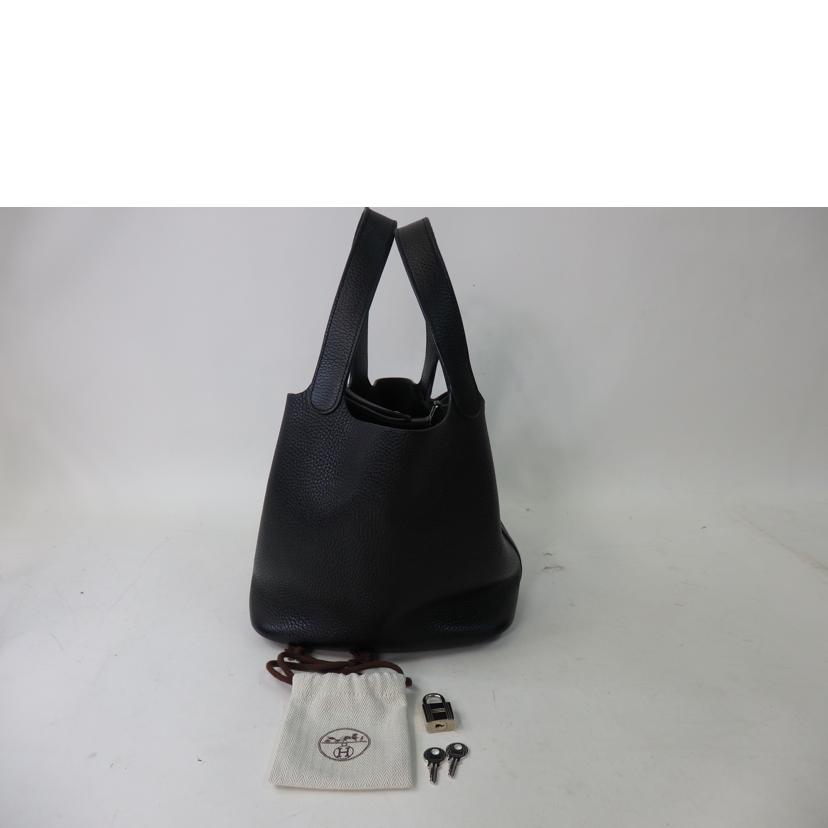 Hermes Picotan Lock MM Tote Bag Taurillon Clemence Black - Image 7