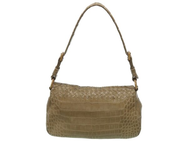 8i0006es5 2 Bottega Veneta Crocodile Intrecciato Shoulder Bag Green