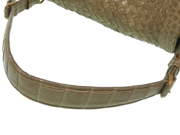 8i0006es5 3 Bottega Veneta Crocodile Intrecciato Shoulder Bag Green