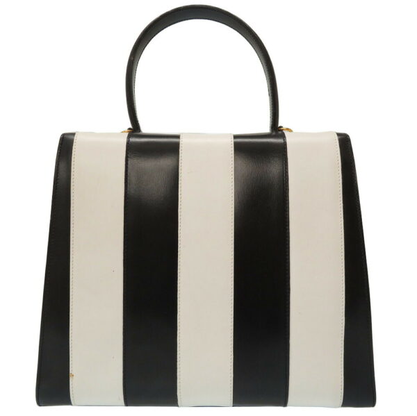 8k0080sao5 2 Celine Striped Bicolor Handbag Leather Black White