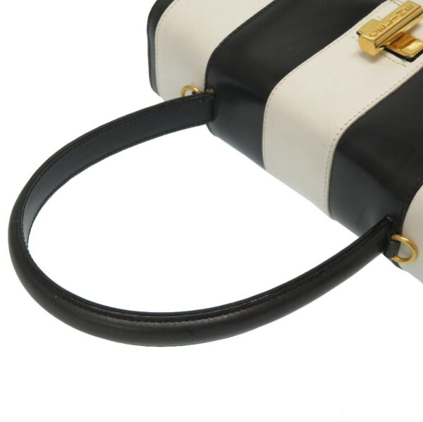 8k0080sao5 4 Celine Striped Bicolor Handbag Leather Black White