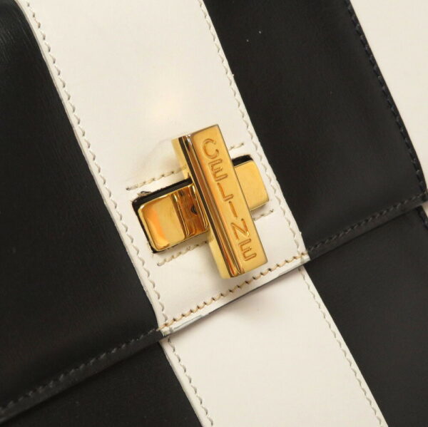 8k0080sao5 5 Celine Striped Bicolor Handbag Leather Black White