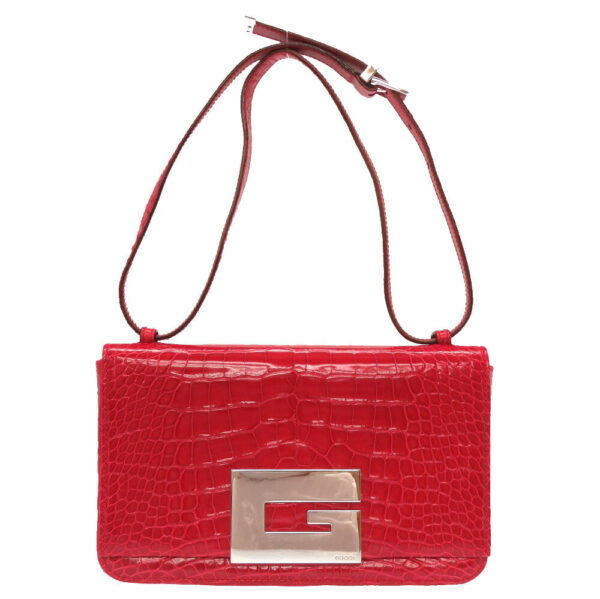 9b0130gabo5 1 Gucci Crocodile 2WAY Shoulder Clutch Bag Red