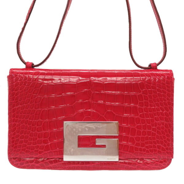 9b0130gabo5 3 Gucci Crocodile 2WAY Shoulder Clutch Bag Red