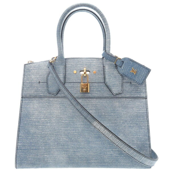 9l0183isa6 1 Louis Vuitton Steamer MM Leather Blue Handbag