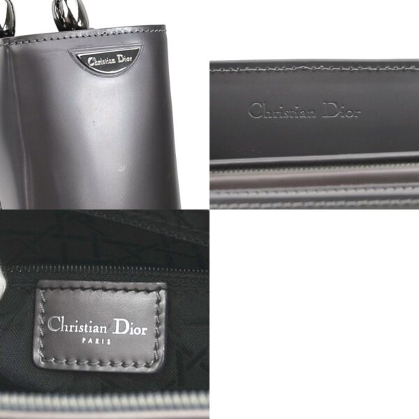 e59277g 13 c Christian Dior Leather Shoulder Bag Metallic Gray