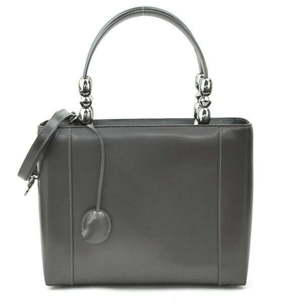 e59277g Christian Dior Leather Shoulder Bag Metallic Gray