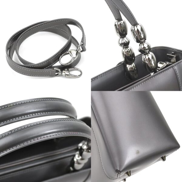 e59277g 9 c Christian Dior Leather Shoulder Bag Metallic Gray