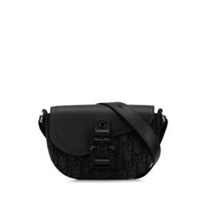 Dior Trotter Saddle Crossbody Bag Canvas Black