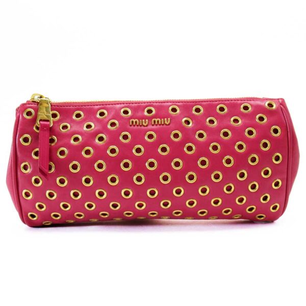 g2741a Miu Miu Clutch Bag Red Leather Metal