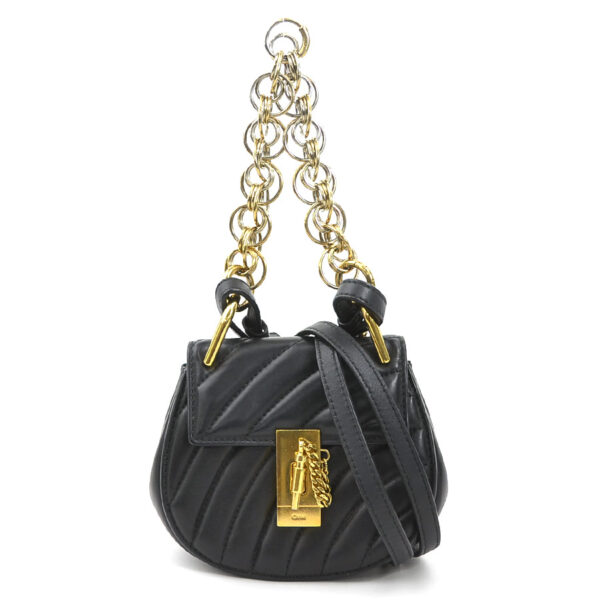 h30567a Chloe Shoulder Bag Drew Leather Black