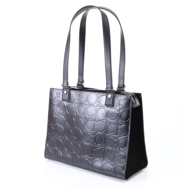 img 01634805 Salvatore Ferragamo Gancini Embossed Logo Leather Tote Bag