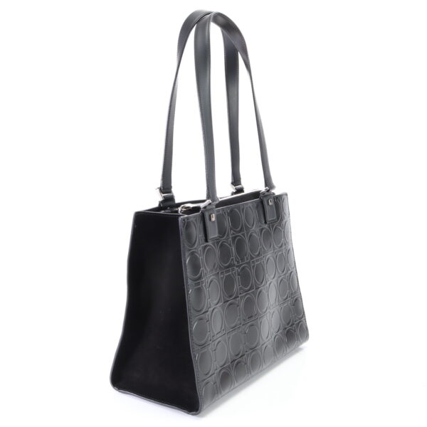 img 01634806 Salvatore Ferragamo Gancini Embossed Logo Leather Tote Bag