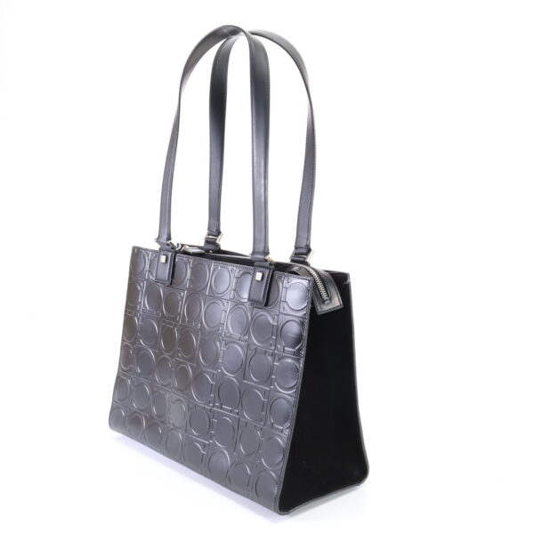 img 01634809 Salvatore Ferragamo Gancini Embossed Logo Leather Tote Bag