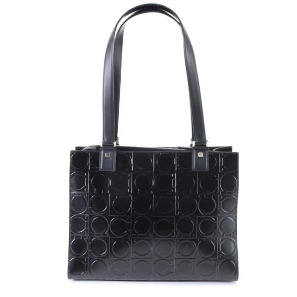 img 01634810 Salvatore Ferragamo Gancini Embossed Logo Leather Tote Bag