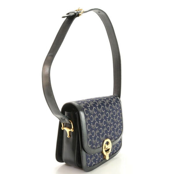 img 01674971 Celine Saluki Carriage Metal Leather Shoulder Tote Bag Navy