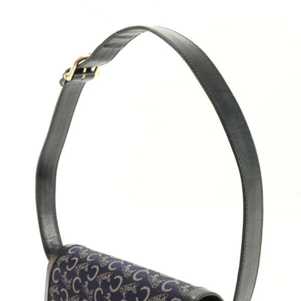 img 01674975 Celine Saluki Carriage Metal Leather Shoulder Tote Bag Navy