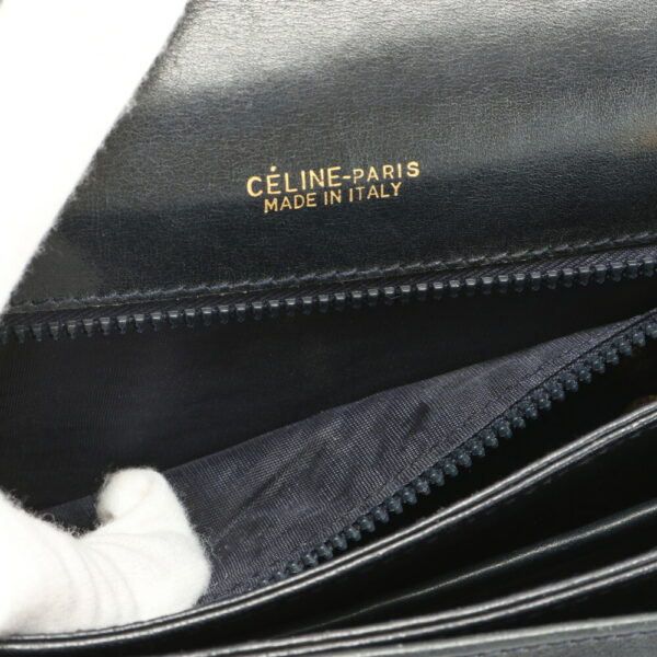 img 01674982 Celine Saluki Carriage Metal Leather Shoulder Tote Bag Navy