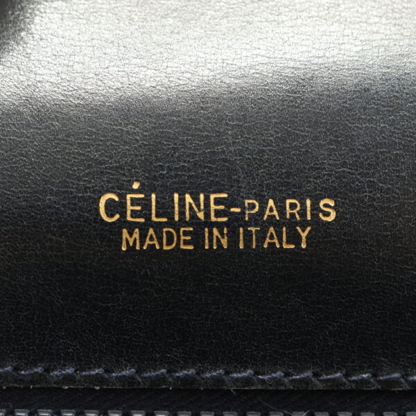 img 01674983 Celine Saluki Carriage Metal Leather Shoulder Tote Bag Navy