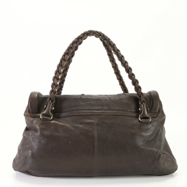 img 01688566 Salvatore Ferragamo Gancini Leather Shoulder Tote Bag Brown