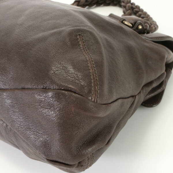 img 01688571 Salvatore Ferragamo Gancini Leather Shoulder Tote Bag Brown