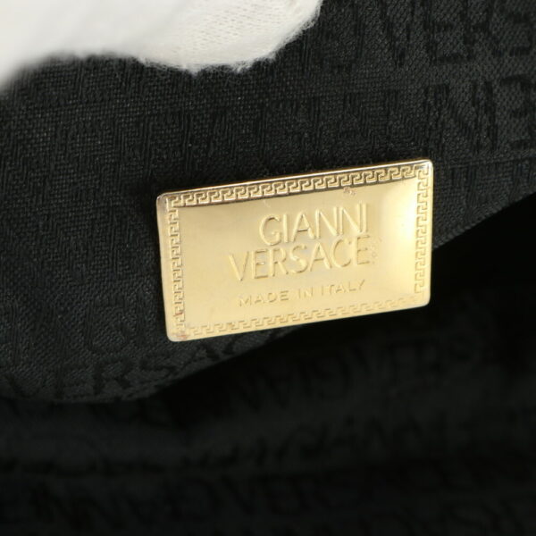 img 01700281 Gianni Versace Medusa Crocodile Embossed Shoulder Bag Black