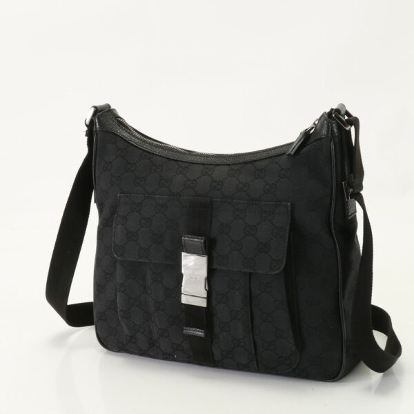 img 01710108 Gucci GG Leather Shoulder Bag Black