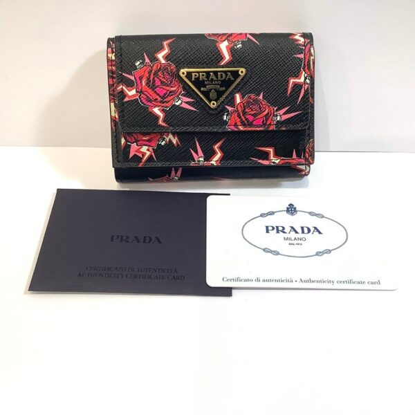 imgrc0082650493 Prada Tri fold Compact Wallet Saffiano Leather Rose Print