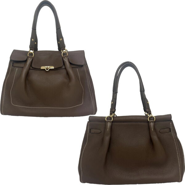 imgrc0164709812 Salvatore Ferragamo Gancini Handbag Leather Brown