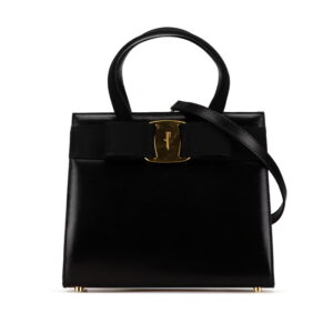 Salvatore Ferragamo Vara Ribbon Shoulder Bag 2WAY Leather Black