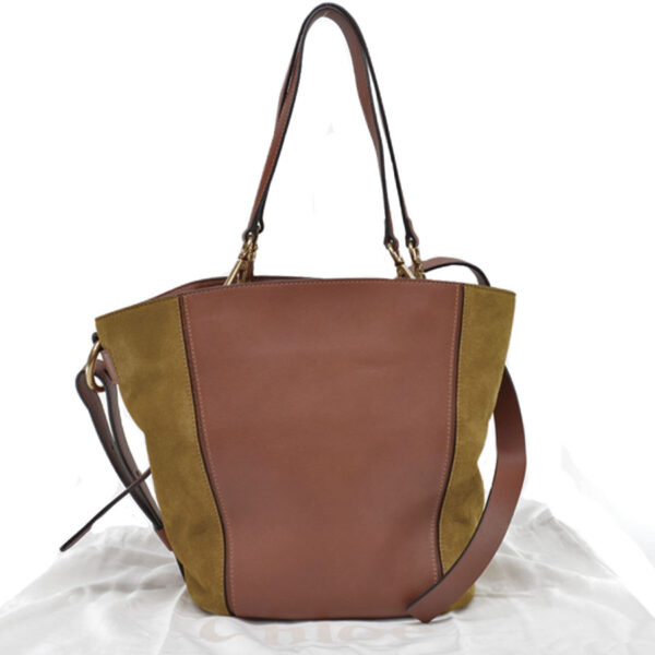 r8796c 2 Chloe Shoulder Bag Leather Suede Brown Khaki