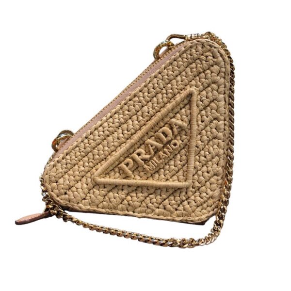 s 10117230 0 Prada Triangle Shoulder Bag Raffia Leather Natural