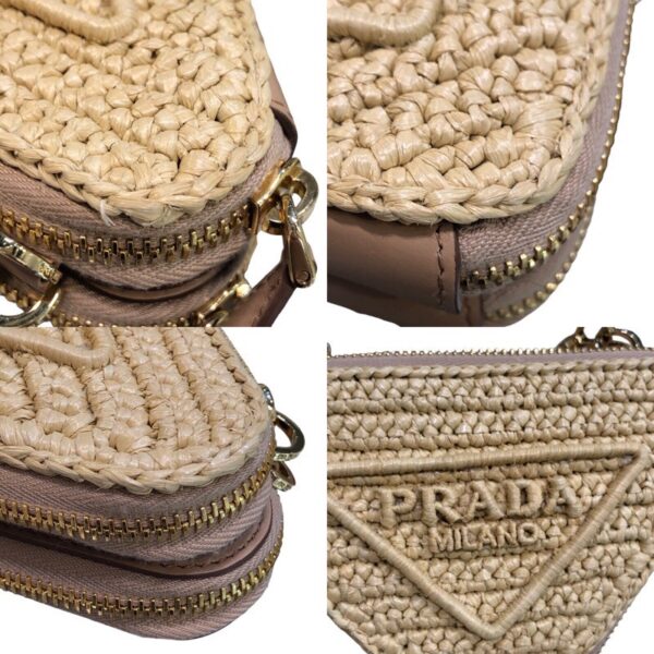 s 10117247 0 Prada Triangle Shoulder Bag Raffia Leather Natural