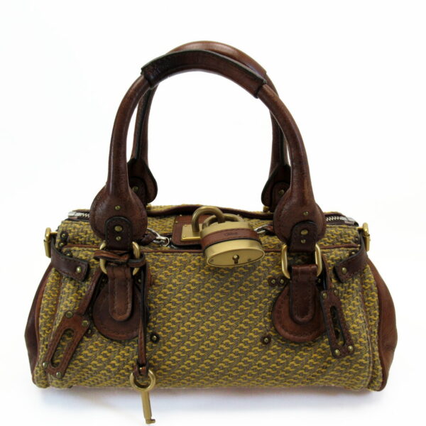 t18185a Chloe Handbag Paddington Yellow Brown Leather