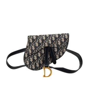 Dior Oblique Saddle Waist Bag Canvas Blue Beige