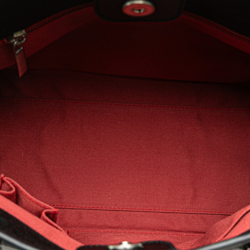 Salvatore Ferragamo Gancini Tote Bag Canvas Leather Black - Image 6