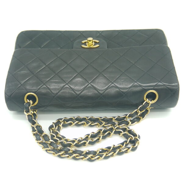 y03921 4 Chanel Matelasse Double Flap Chain Shoulder Bag Lambskin Black