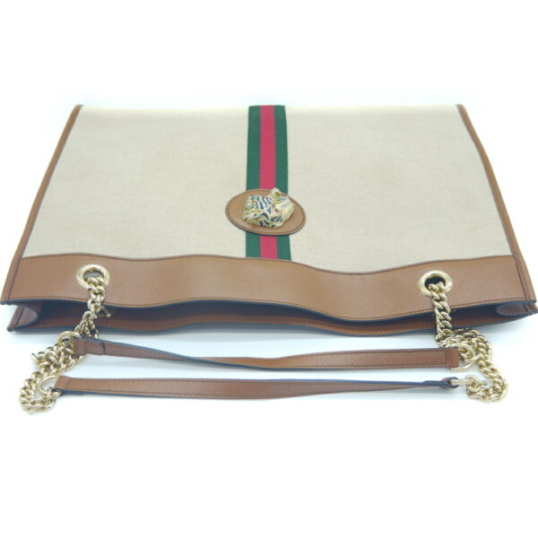 y04004 4 Gucci Rajah Tiger Head Chain Large Tote Bag