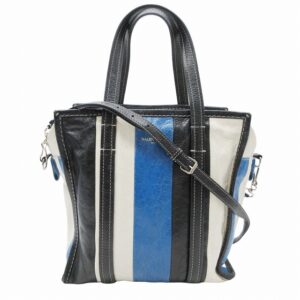 Balenciaga Bazar Shopper Tote Bag Black White Blue