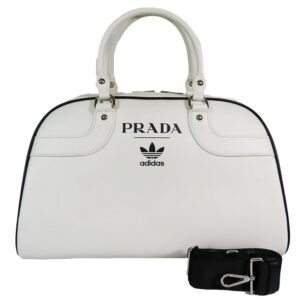 Prada x Adidas City Calf Leather Boston Bag White Black