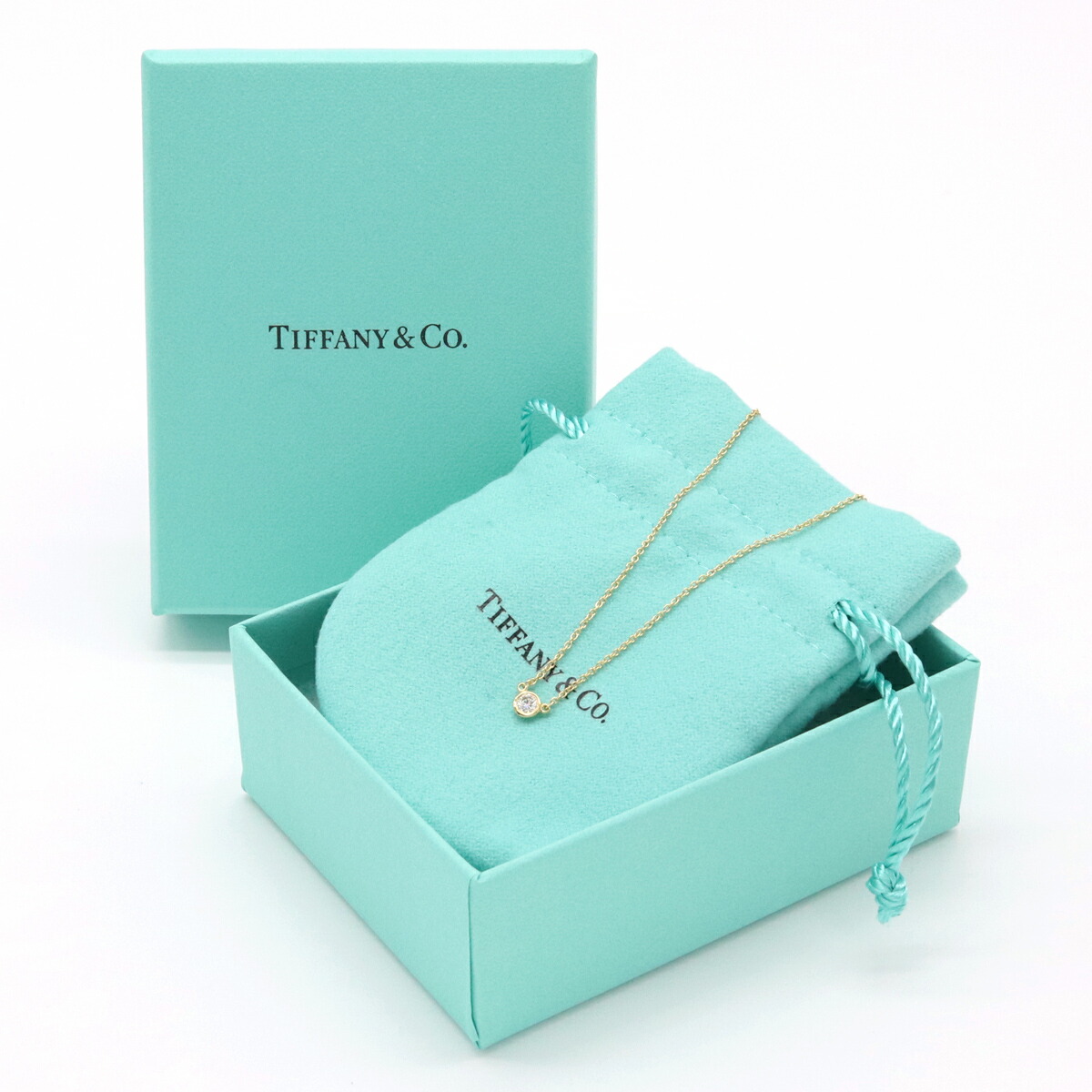 Tiffany Visor Yard Necklace Pendant Yellow Gold Diamond - Image 7