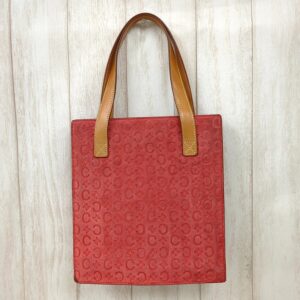 Celine Macadam Suede Handbag Red
