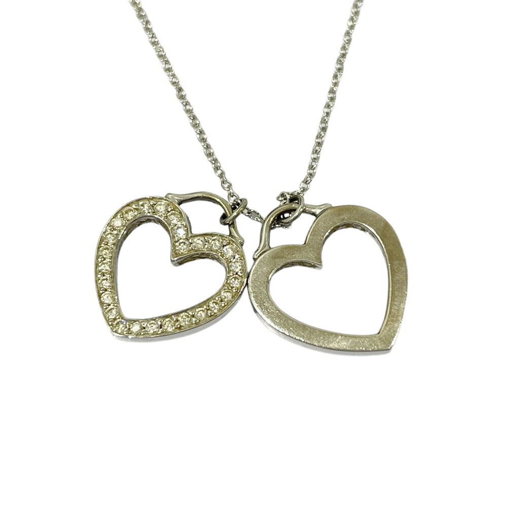 Tiffany Sentimental Double Heart Diamond Necklace Gold - Image 6