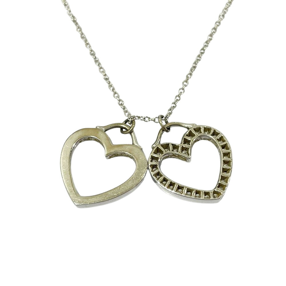 Tiffany Sentimental Double Heart Diamond Necklace Gold - Image 7