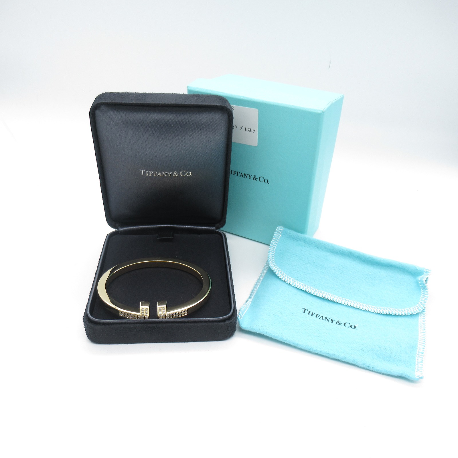 Tiffany T Square Pavé Diamond Large Bracelet K18 Yellow Gold Clear - Image 5