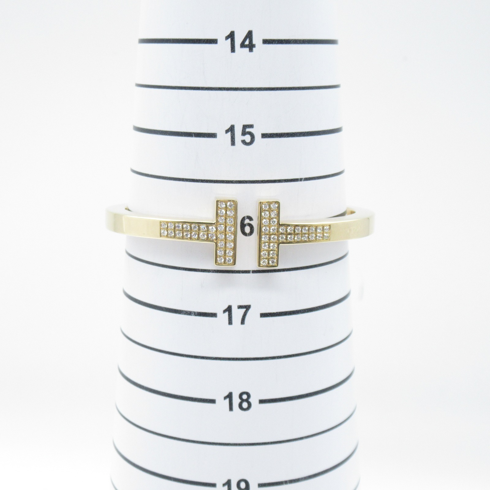 Tiffany T Square Pavé Diamond Large Bracelet K18 Yellow Gold Clear - Image 6