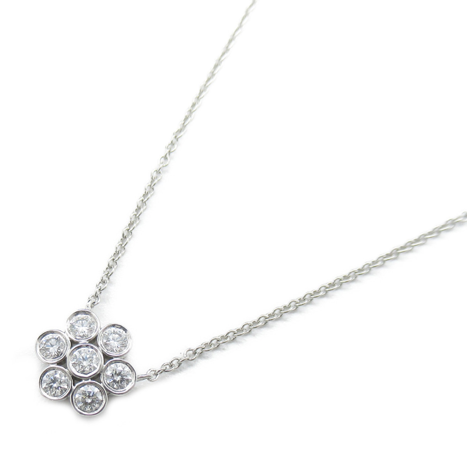 Tiffany Garden Flower Diamond Necklace Pt950 Platinum Clear