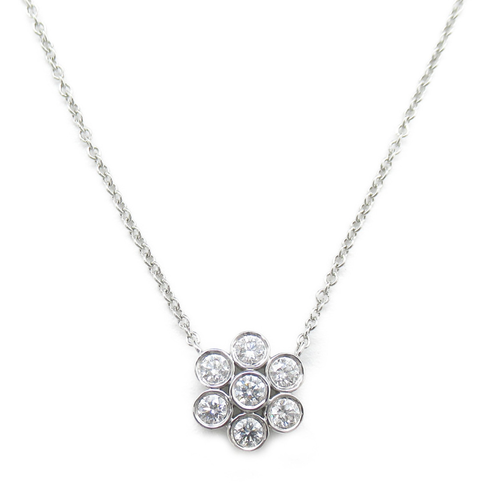 Tiffany Garden Flower Diamond Necklace Pt950 Platinum Clear - Image 2